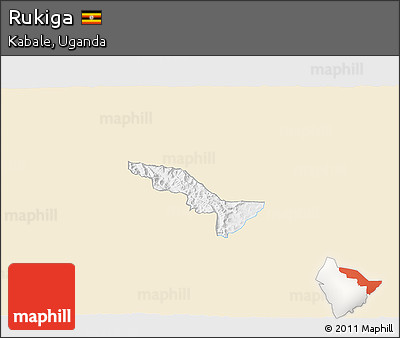 Classic Style 3D Map of Rukiga, single color outside