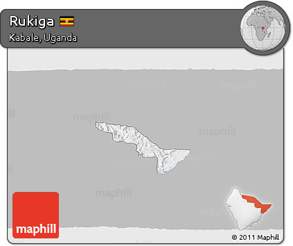 Gray 3D Map of Rukiga, single color outside