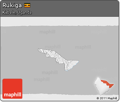 Gray 3D Map of Rukiga, single color outside