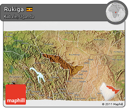 Physical 3D Map of Rukiga, satellite outside