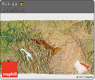 Physical 3D Map of Rukiga, satellite outside