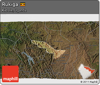 Satellite 3D Map of Rukiga, darken