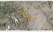 Satellite 3D Map of Rukiga, semi-desaturated