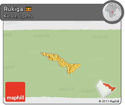 Savanna Style 3D Map of Rukiga, single color outside