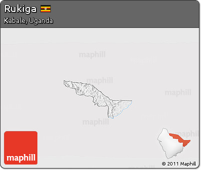 Silver Style 3D Map of Rukiga, single color outside