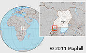 Gray Location Map of Rukiga, highlighted country, within the entire country