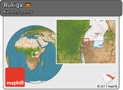 Satellite Location Map of Rukiga, highlighted country, highlighted parent region
