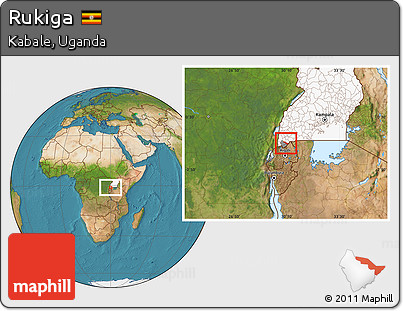 Satellite Location Map of Rukiga, highlighted country, highlighted parent region