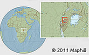Savanna Style Location Map of Rukiga, highlighted parent region, hill shading