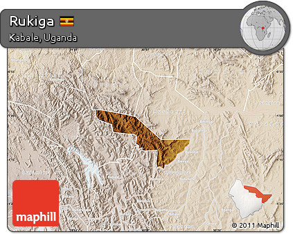 Physical Map of Rukiga, lighten
