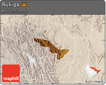 Physical Map of Rukiga, lighten