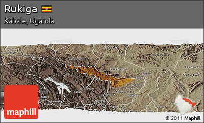 Physical Panoramic Map of Rukiga, semi-desaturated