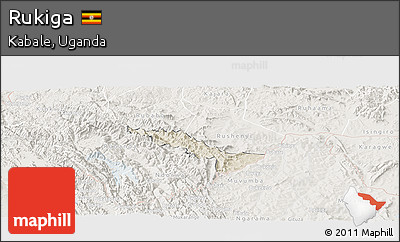 Shaded Relief Panoramic Map of Rukiga, lighten