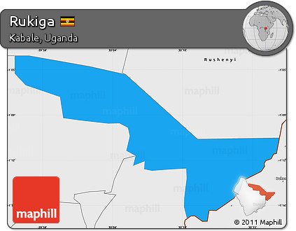 Political Simple Map of Rukiga, single color outside, borders and labels