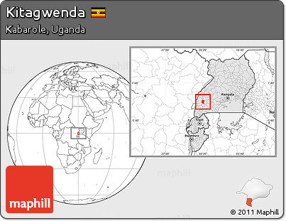 Blank Location Map of Kitagwenda, highlighted country