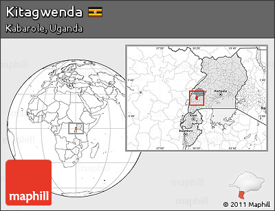 Blank Location Map of Kitagwenda, highlighted country, highlighted parent region