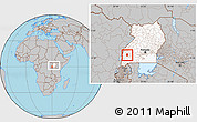 Gray Location Map of Kitagwenda, highlighted country, within the entire country