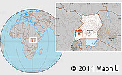 Gray Location Map of Kitagwenda, highlighted country, highlighted parent region, within the entire country