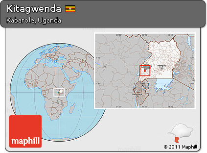 Gray Location Map of Kitagwenda, highlighted country, highlighted parent region