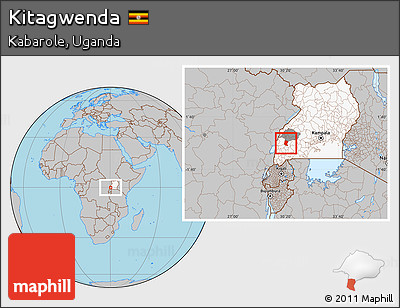 Gray Location Map of Kitagwenda, highlighted country, highlighted parent region