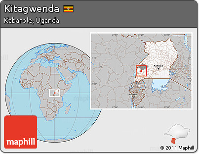 Gray Location Map of Kitagwenda, highlighted country, highlighted parent region