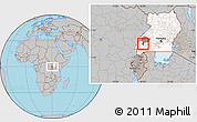 Gray Location Map of Kitagwenda, highlighted country, highlighted parent region
