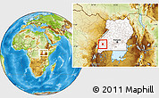 Physical Location Map of Kitagwenda, highlighted country, within the entire country