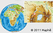 Physical Location Map of Kitagwenda, highlighted parent region, within the entire country