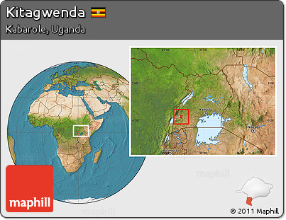 Satellite Location Map of Kitagwenda, within the entire country