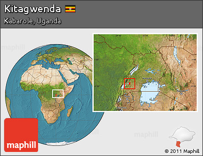 Satellite Location Map of Kitagwenda, within the entire country