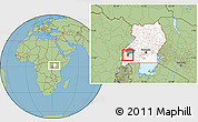 Savanna Style Location Map of Kitagwenda, highlighted country, highlighted parent region, within the entire country
