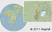 Savanna Style Location Map of Kitagwenda, highlighted parent region, hill shading