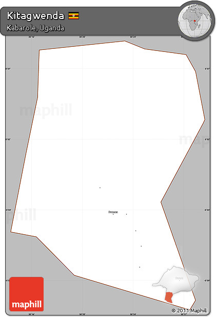 Gray Simple Map of Kitagwenda, cropped outside