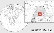 Blank Location Map of Kampala City Council, highlighted country, within the entire country