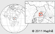 Blank Location Map of Kampala, within the entire country