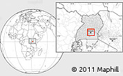 Blank Location Map of Kampala, highlighted country, within the entire country