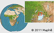 Satellite Location Map of Kampala, within the entire country