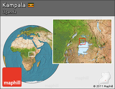 Satellite Location Map of Kampala