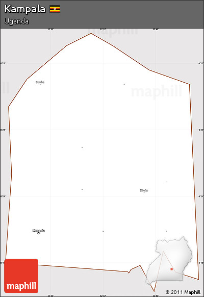 Classic Style Simple Map of Kampala, cropped outside