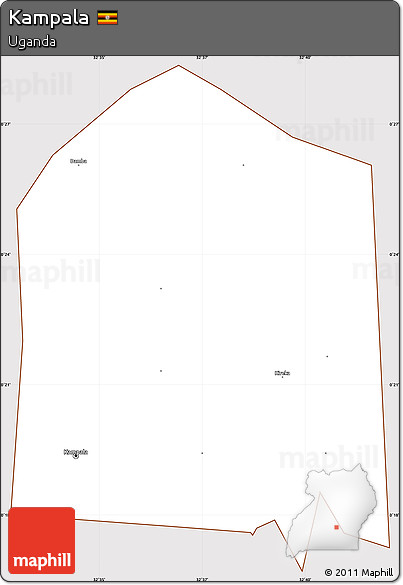Classic Style Simple Map of Kampala, cropped outside