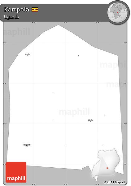 Gray Simple Map of Kampala, single color outside