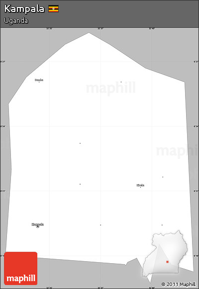 Gray Simple Map of Kampala, single color outside