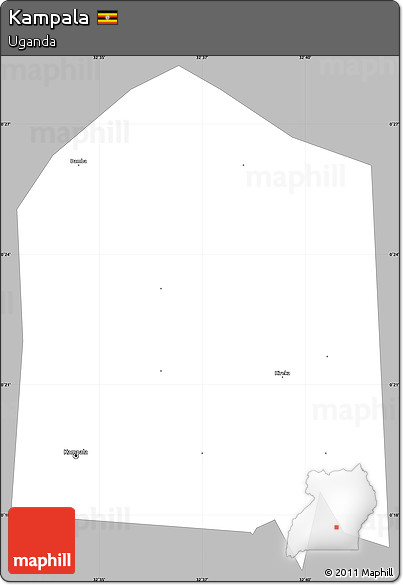 Gray Simple Map of Kampala, single color outside