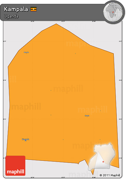 Political Simple Map of Kampala, cropped outside