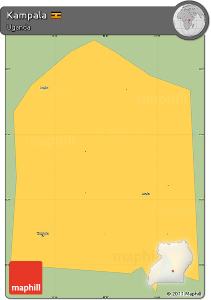 Savanna Style Simple Map of Kampala, single color outside