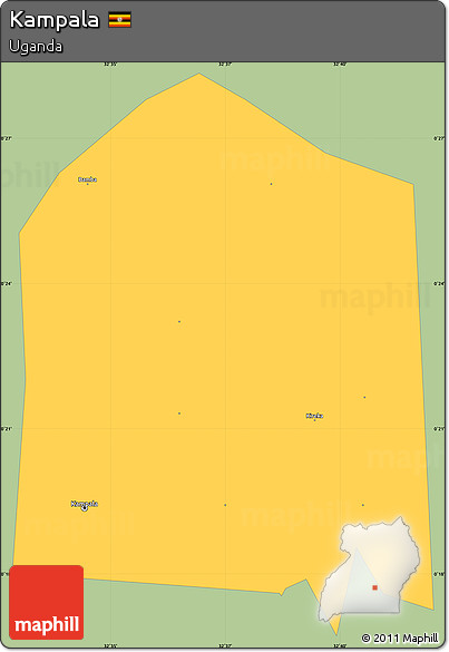 Savanna Style Simple Map of Kampala, single color outside