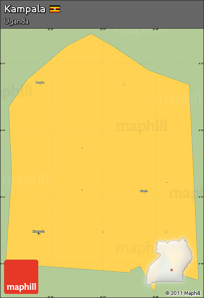 Savanna Style Simple Map of Kampala, single color outside