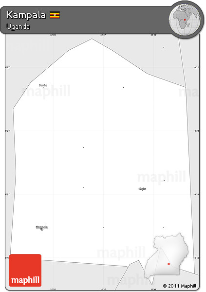 Silver Style Simple Map of Kampala