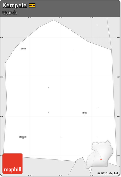Silver Style Simple Map of Kampala