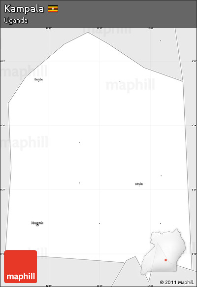Silver Style Simple Map of Kampala